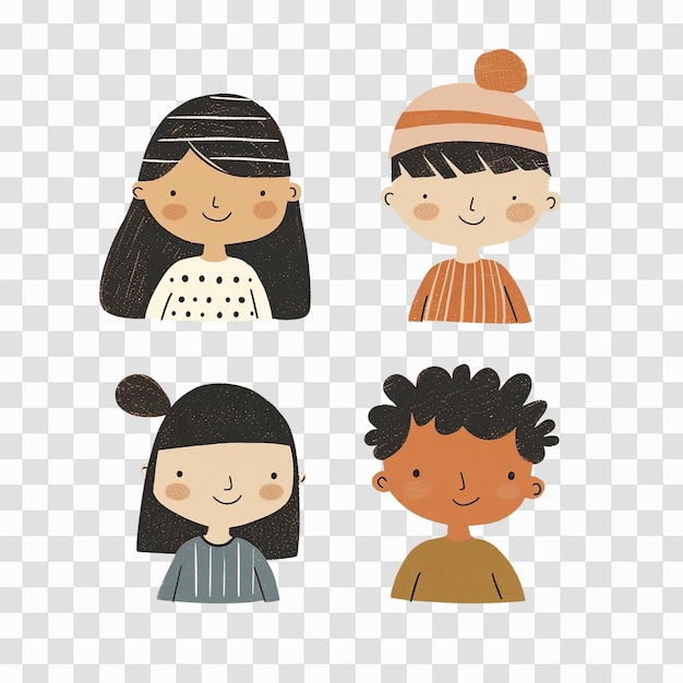 Diversos niños avatares de clipart