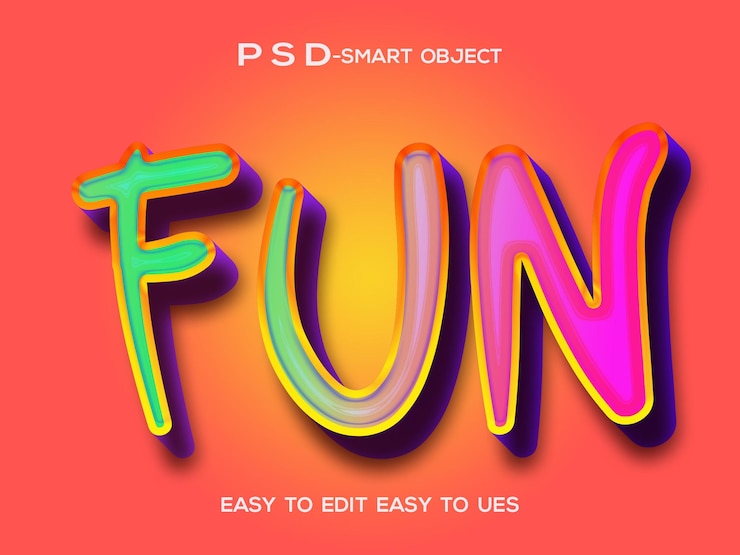 PSD divertido efecto de texto en 3d