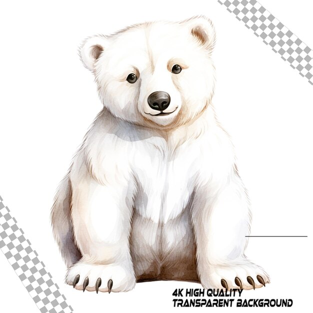 PSD divertido y lindo dibujo animado de oso polar sin ningún objeto en un fondo transparente