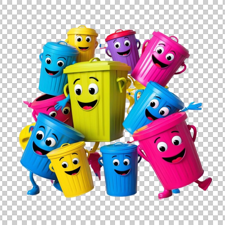 PSD divertido personaje de basura de dibujos animados en 3d aislado en un fondo transparente para proyectos creativos