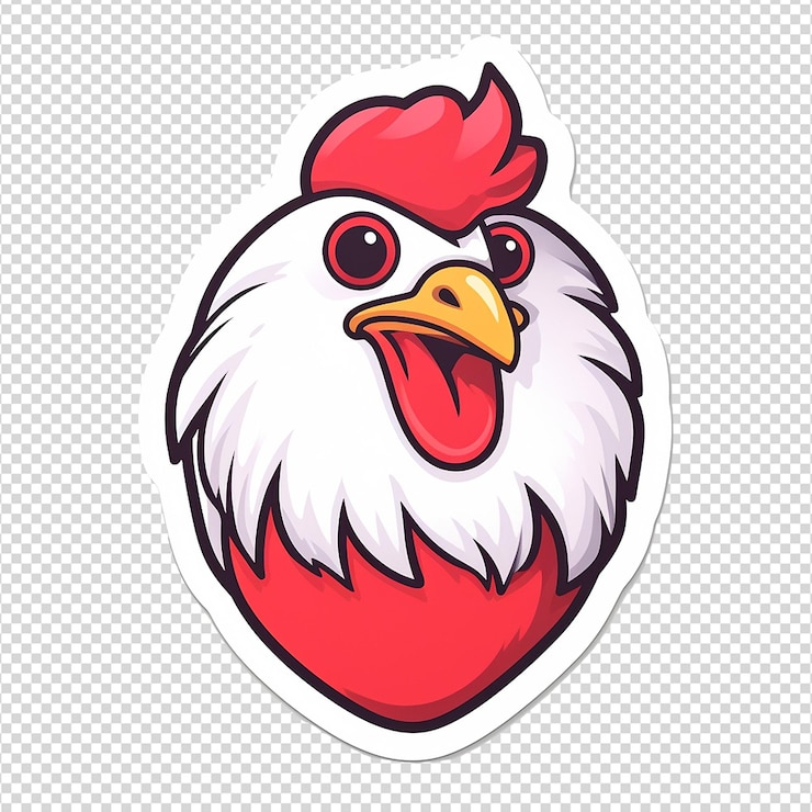 PSD divertido smail pollo lindo día de san valentín línea de dibujo de arte aislado en fondo transparente