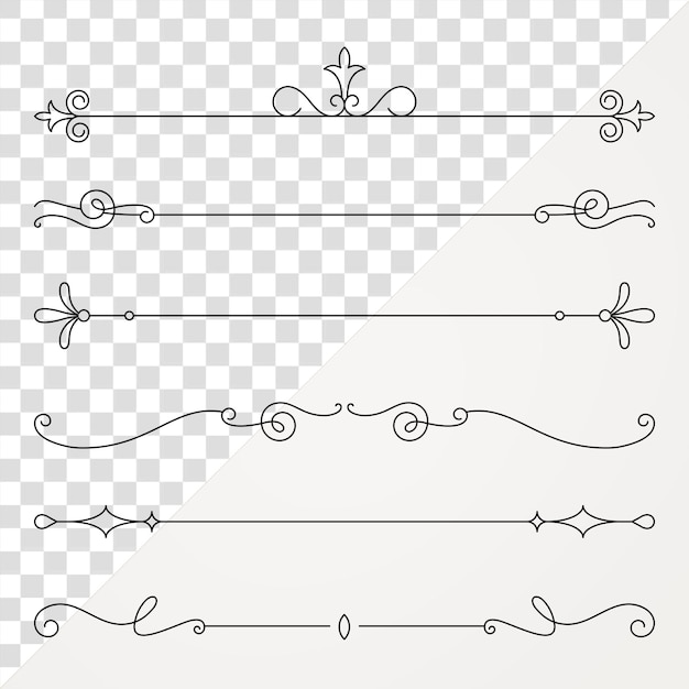 Divisor de caligrafia Png em preto