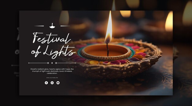 PSD diwali diya, el festival indio de la luz, ilumina con radiante esperanza