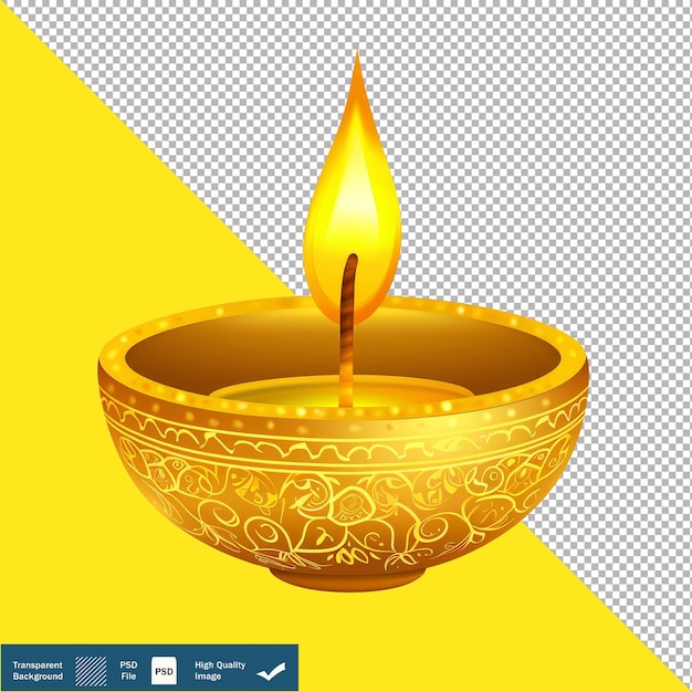 Diwali diya in indien festive gold design transparenter hintergrund png psd