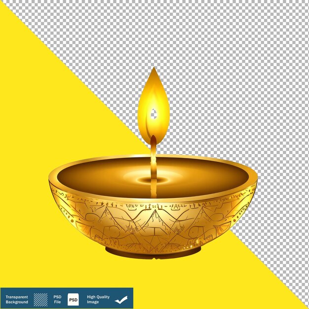 PSD diwali diya en inde dessin en or festif arrière-plan transparent png psd