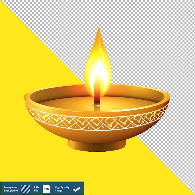 PSD diwali diya en inde dessin en or festif arrière-plan transparent png psd