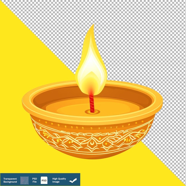 PSD diwali diya en inde dessin en or festif arrière-plan transparent png psd