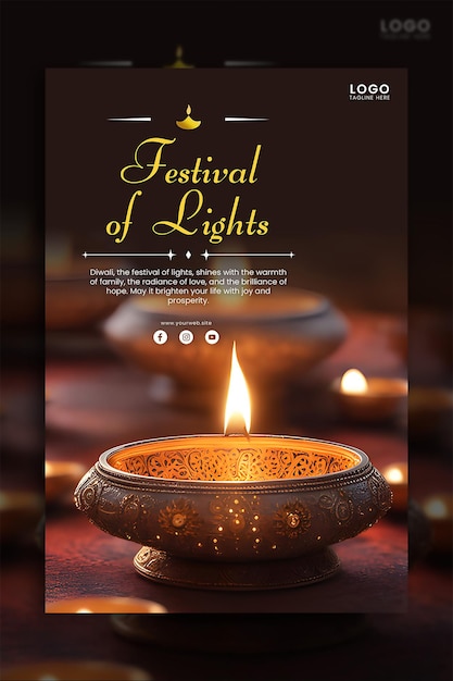 PSD diwali diya un phare de lumière, d'espoir et d'unité