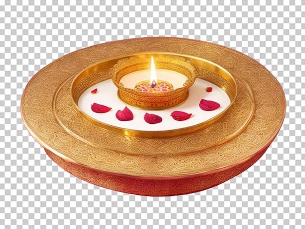 PSD diwali diya avec une plaque de décoration aarti