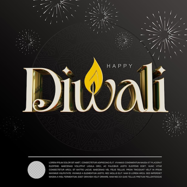 PSD diwali-festival 3d-gerenderte vorlage für soziale medien in transparentem hintergrund