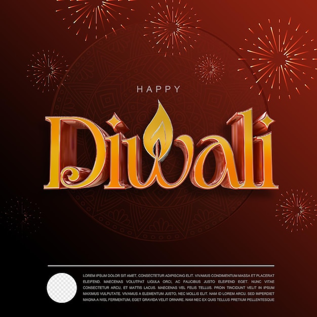 PSD diwali-festival 3d-gerenderte vorlage für soziale medien in transparentem hintergrund