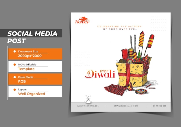 Diwali Festival Concepto digital Publicación en Instagram y redes sociales
