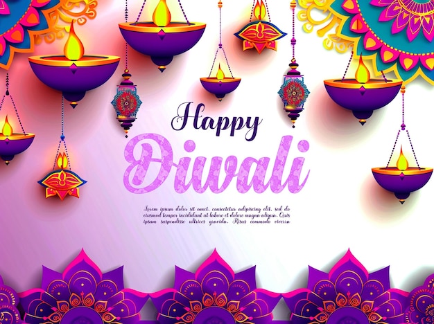 Diwali la fête des lumières décorative colorée diya