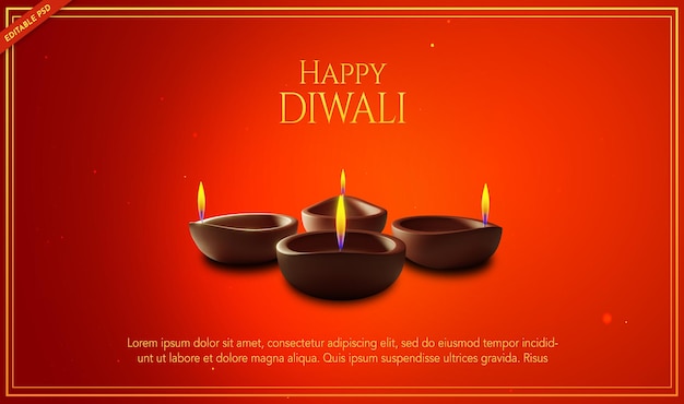 Diwali-grußbanner mit diya-social-media-post
