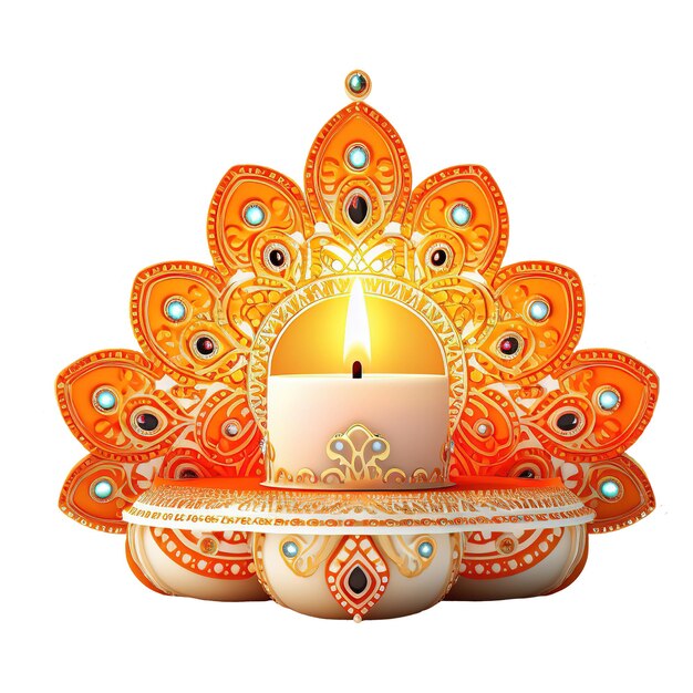 PSD diwali-lichter mit indischem ornament transparent png zum feiern von diwali ai generiert