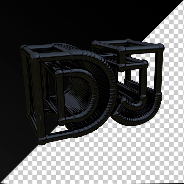 dj 3d text black electronic music