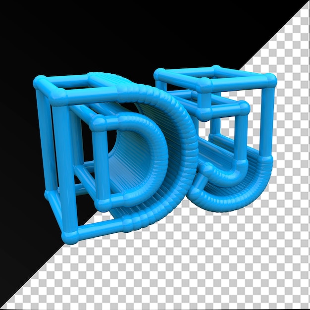 PSD dj 3d texte musique électronique couleur bleue