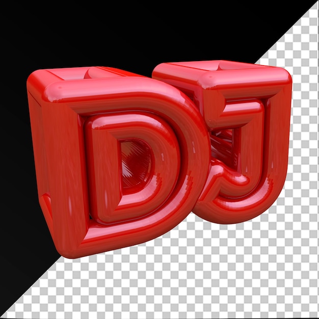 DJ 3D Texte Musique Électronique Couleur Rouge