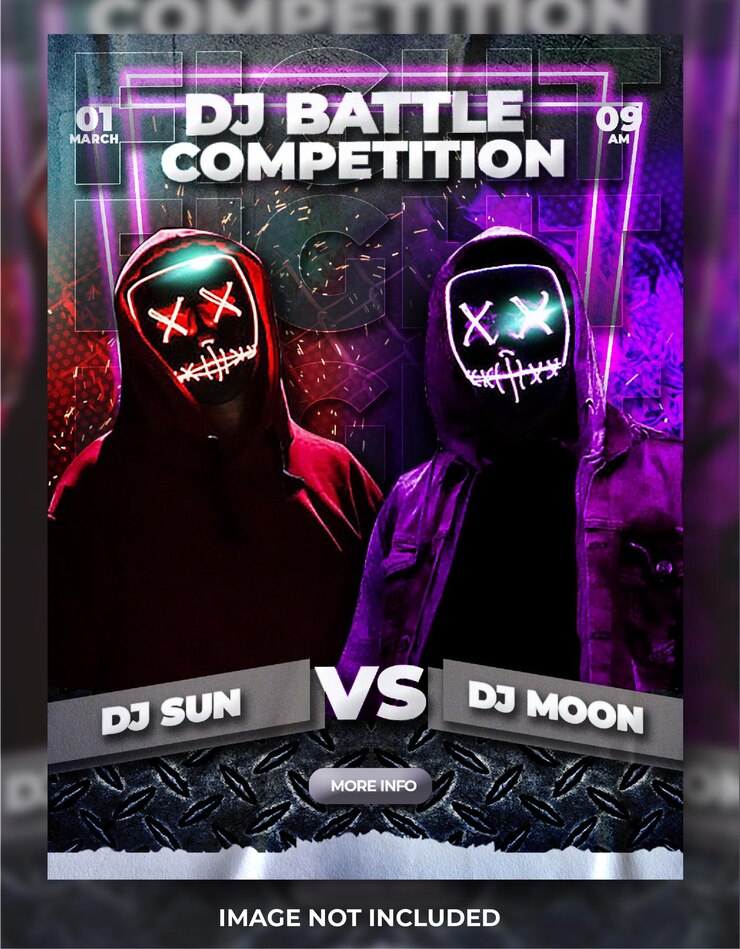 Dj batalla competencia cartel banner publicación en redes sociales feed