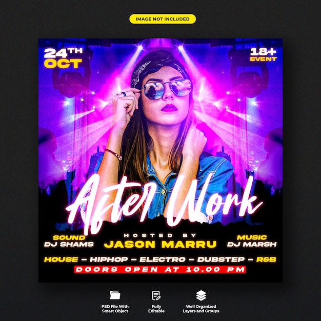 Dj Club Ladies Night Party Flyer und Social Media Web Banner Vorlage