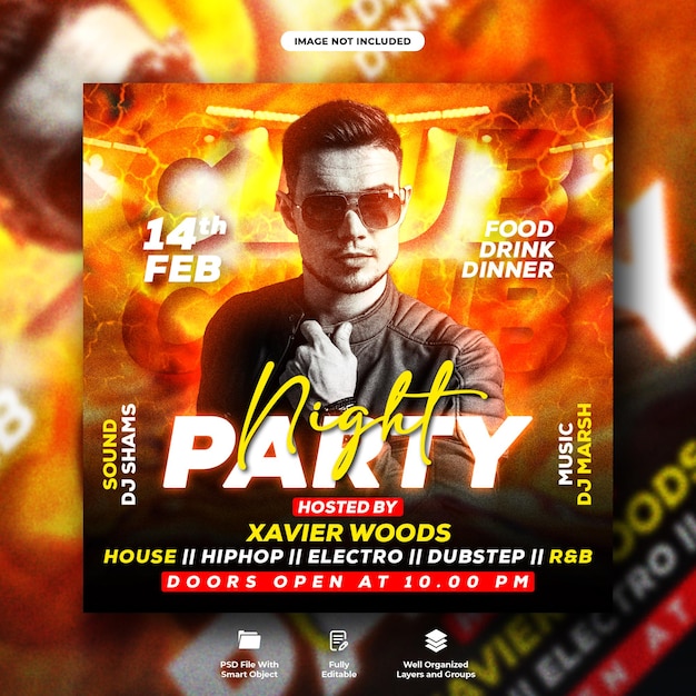 Dj-club-nachtparty-flyer und social-media-web-banner-vorlage