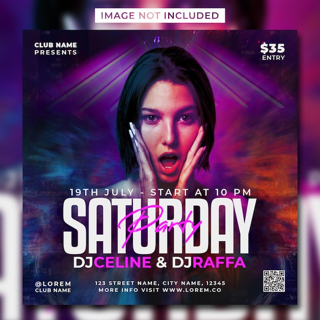 DJ Club Party Flyer Social Media Post Template Banner
