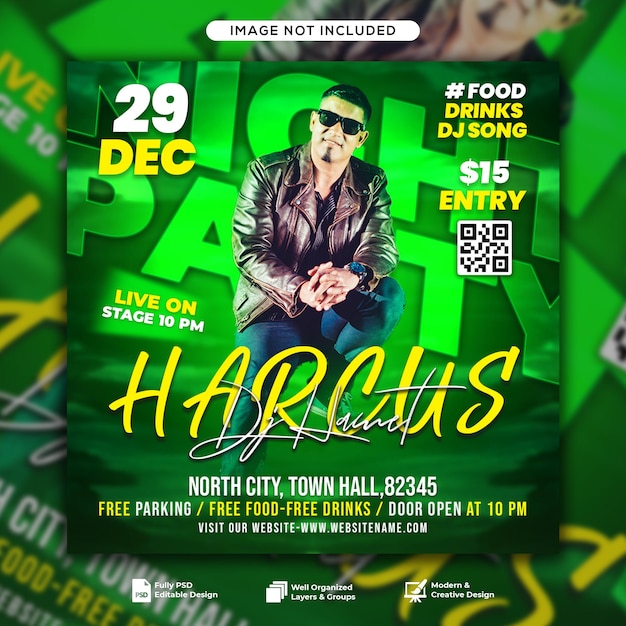 Dj club party Plantilla de publicación de instagram y redes sociales