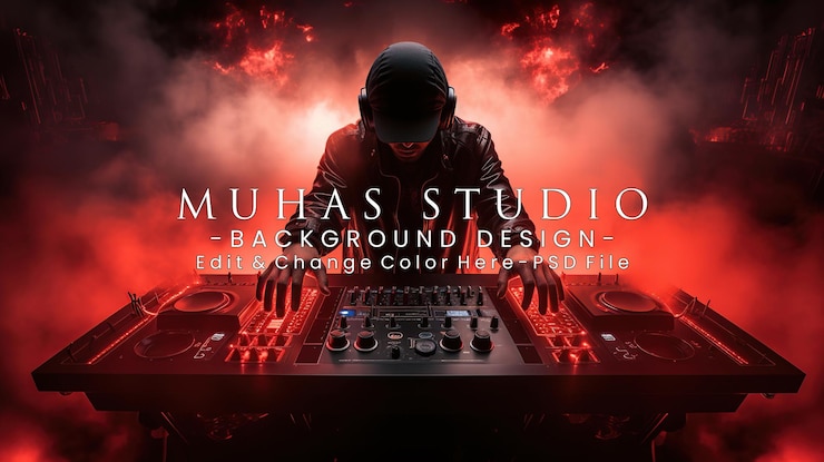 PSD dj dans une atmosphère rouge et fumée