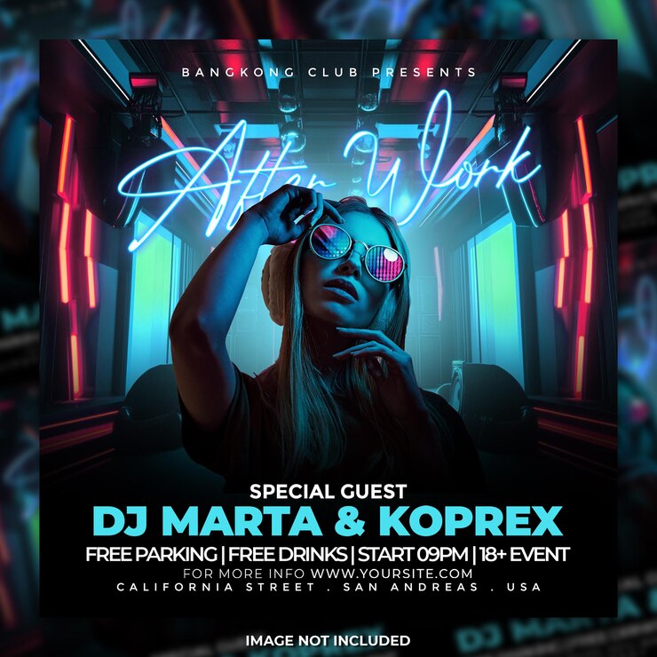 PSD dj flyer di festa modello di post sui social media