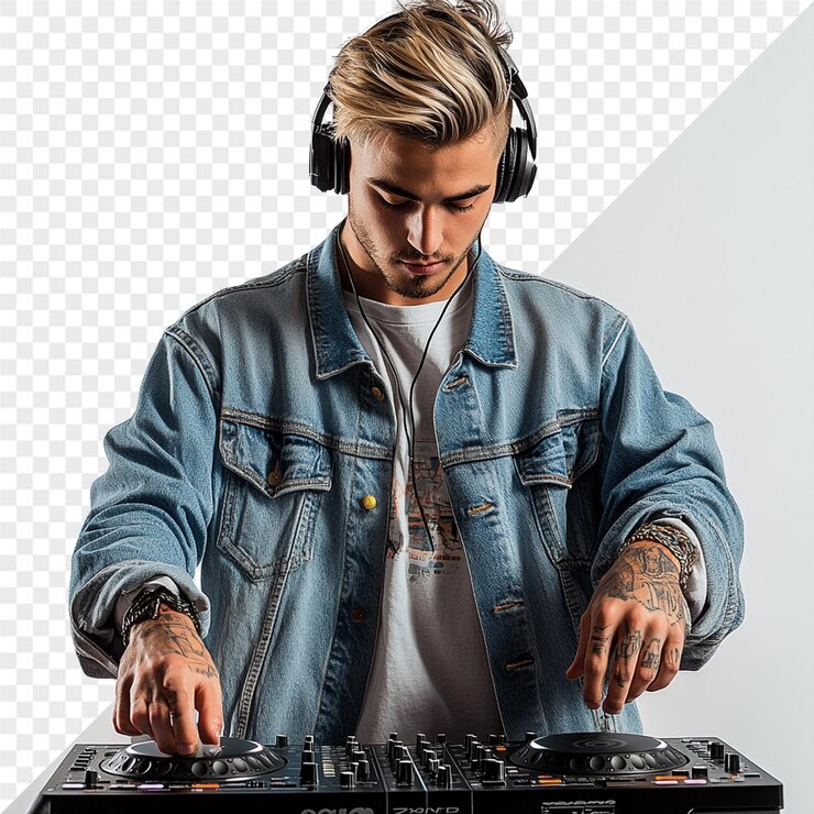 PSD dj man performing at event psd template with transparent background