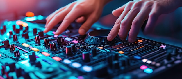 DJ mezclando música en un mezclador digital
