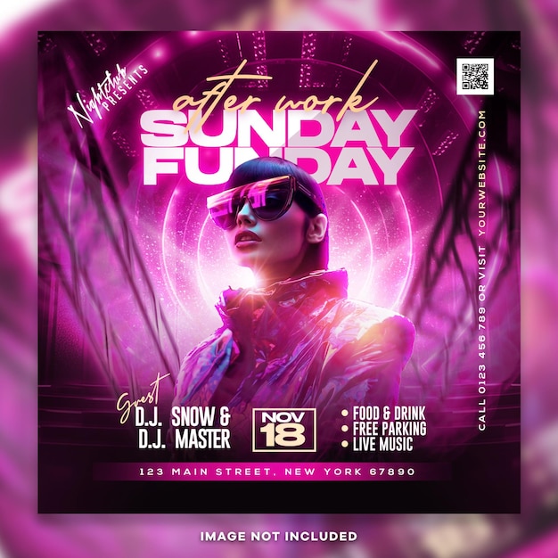 DJ Nachtclub Party Social Media Post Banner PSD