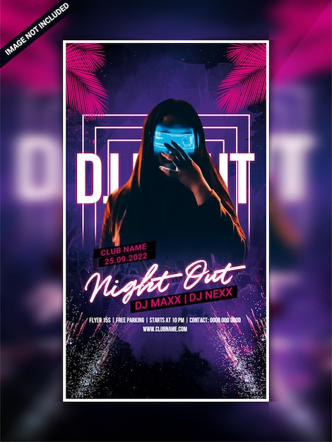 Dj night out club party ou instagram web banner