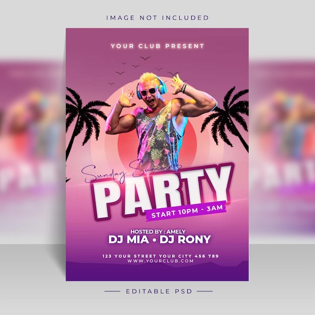 Dj Night Party Flyer Publication Sur Les Médias Sociaux Modèle De Conception Boîte De Nuit PSD Gratuite