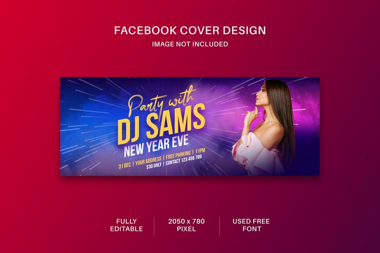 DJ party flyer couverture de médias sociaux et conception de modèle de bannière Web