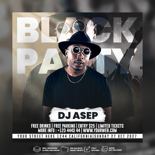 DJ Party Flyer Modello di post sui social media Psd Premium