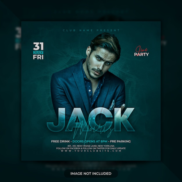 Dj party flyer oder poster vorlage premium psd