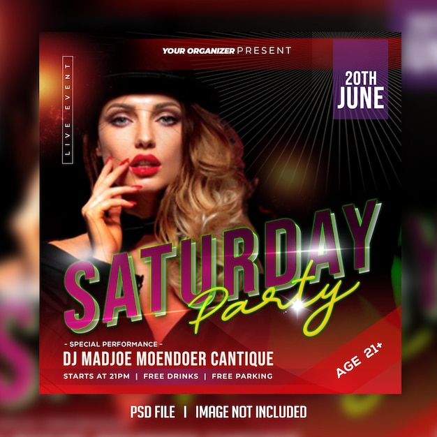 DJ-Party-Flyer Social-Media-Beitragsvorlage