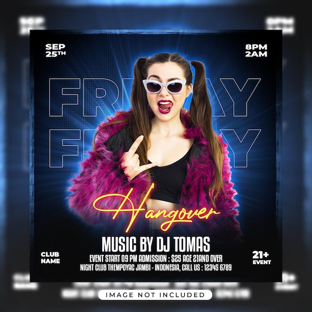 DJ-Party-Nacht-Flyer Social-Media-Beitragsvorlage