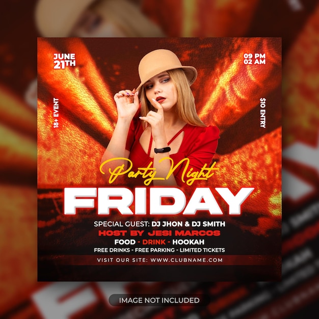 Dj-party-nachtclub-event-flyer oder social-media-beitragsvorlage