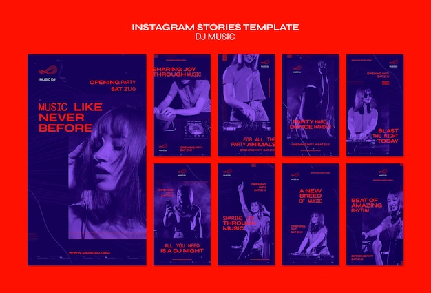 PSD dj set plantilla de historias de instagram de livestream