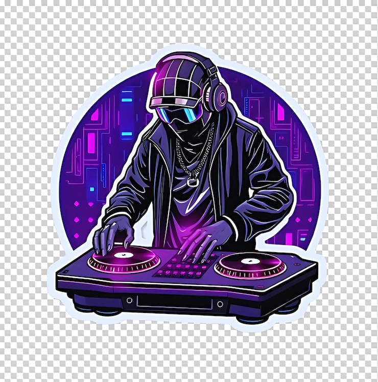 PSD un dj tocando música con un fondo púrpura y un dj