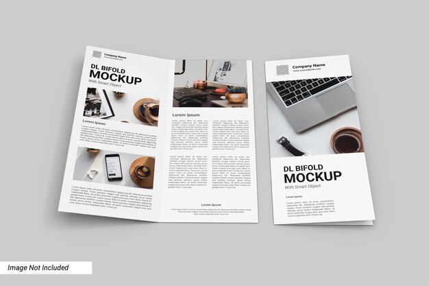 Dl bifold brochure mockup com capa frontal