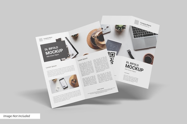 PSD dl bifold brochure mockup