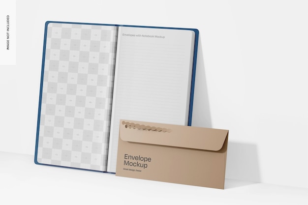 Dl corporate envelope mit notebook-mockup linksansicht