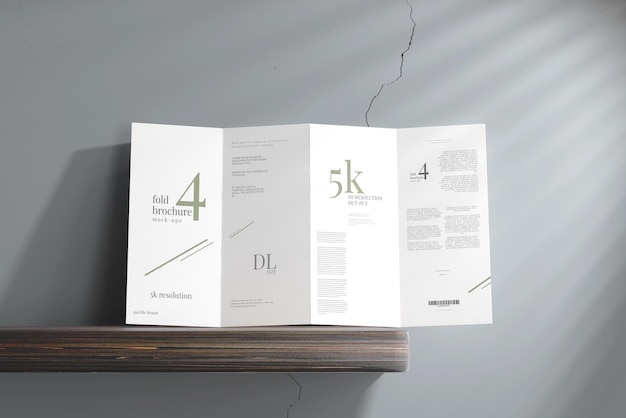 Dl size four fold brochure mockup