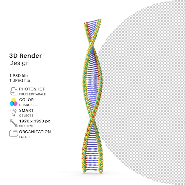 PSD dna 3d modelagem psd arquivo dna realista