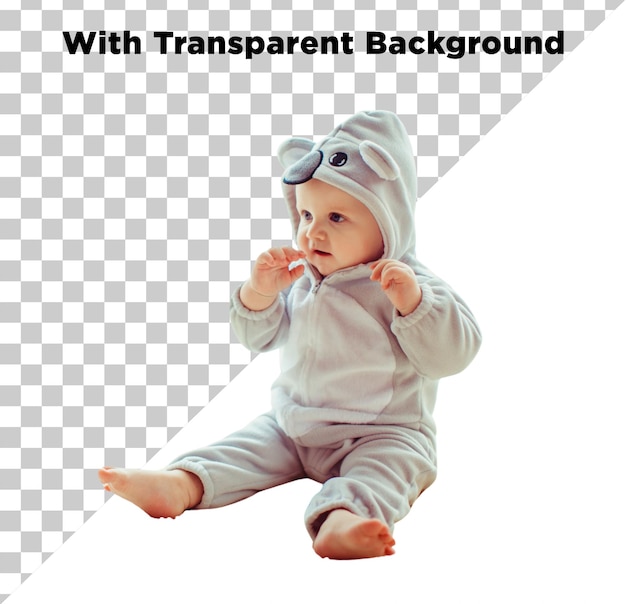 Doce bebê sentado no chão PNG PSD isolado em fundo transparente