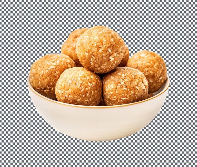 Doce e delicioso gond ke laddu nutriente isolado em fundo branco