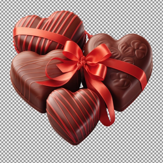 PSD doces de chocolate em forma de coração isolados em branco